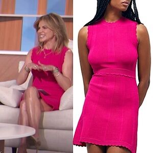 THE KOOPLES Hot Pink Short Openwork Knit Scalloped Sleeveless Dress - NWT!